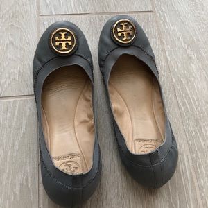 Grey Tory Burch Medallion Ballet Flats 6.5
